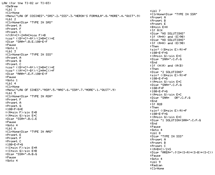 Was doing cosine law with an sss triangle. I keep getting error on my ti-84  but it works fine on an online calculator. What is causing this? Thanks. :  r/trigonometry